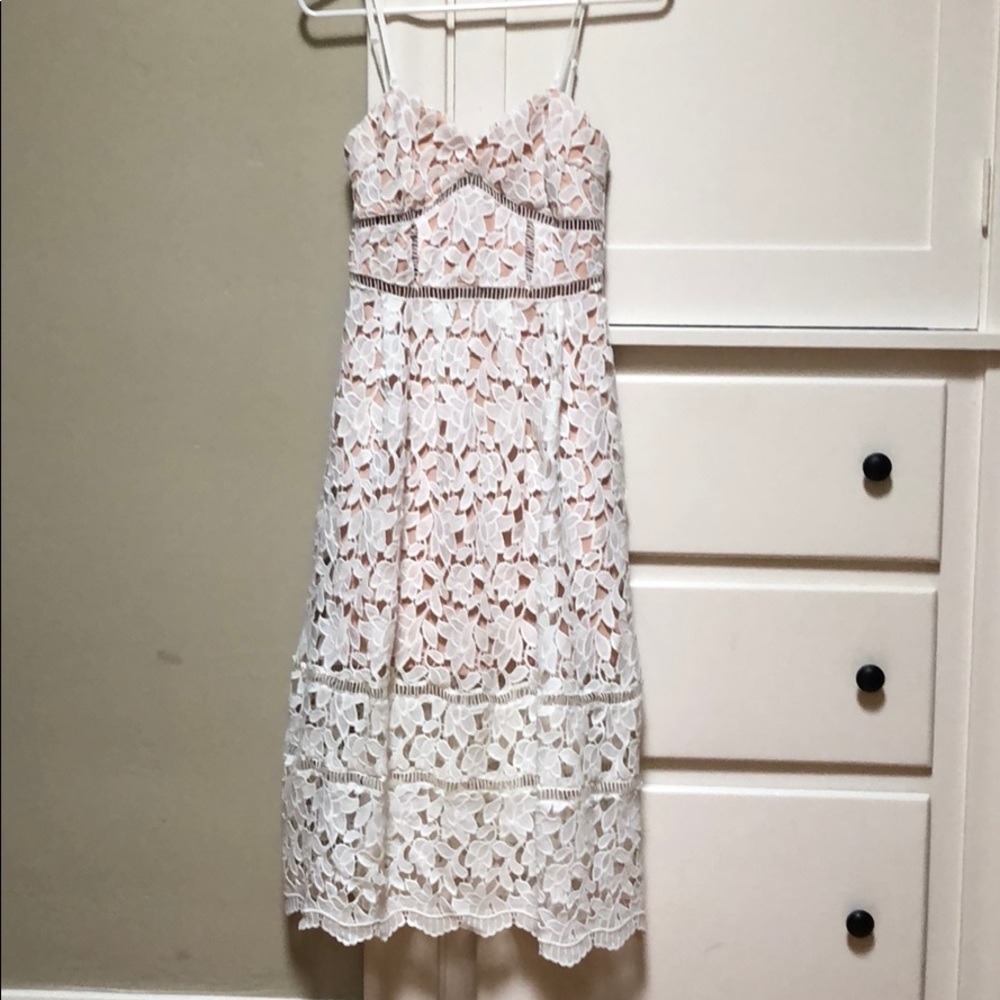 White with Nude Lining midi dress